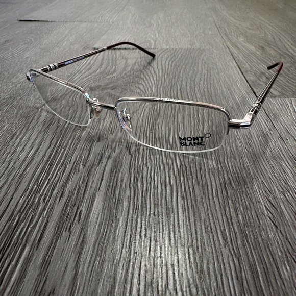 Mont Blanc MB144 F80 Silver/Burgundy Rectangle 55-19-140mm Full Rim Eyeglasses